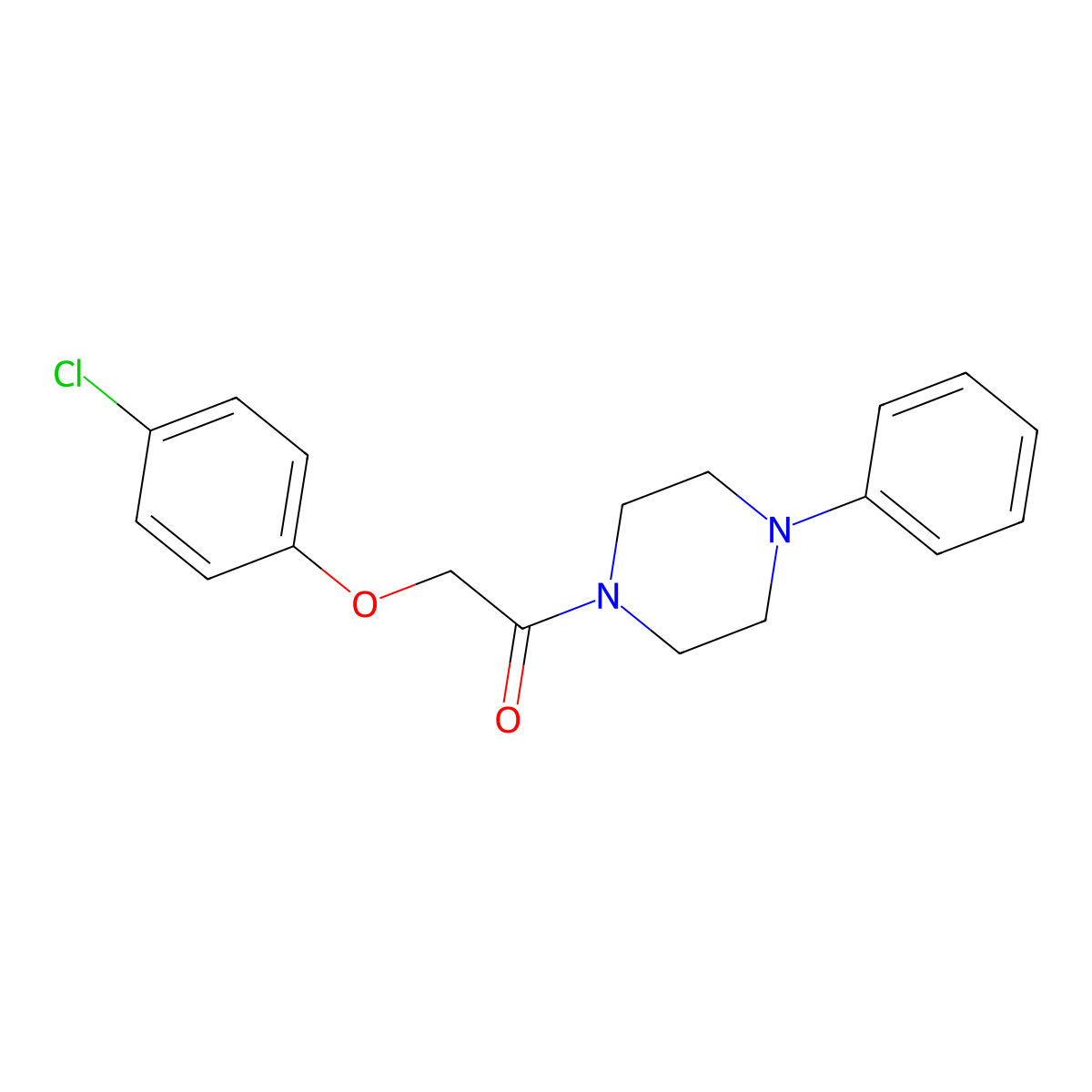 1-[(4-Chlorophenoxy)acetyl]-4-phenylpiperazine molecular structure, CAS 16301-56-7
