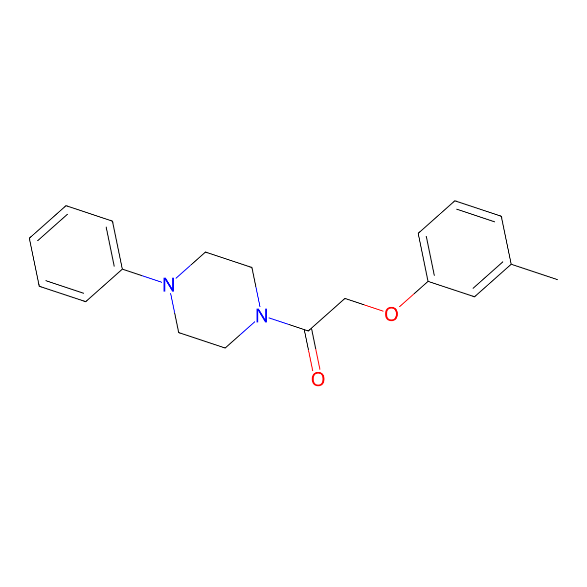 2-(3-Methylphenoxy)-1-(4-phenylpiperazin-1-yl)ethanone molecular structure, CAS 16301-60-3