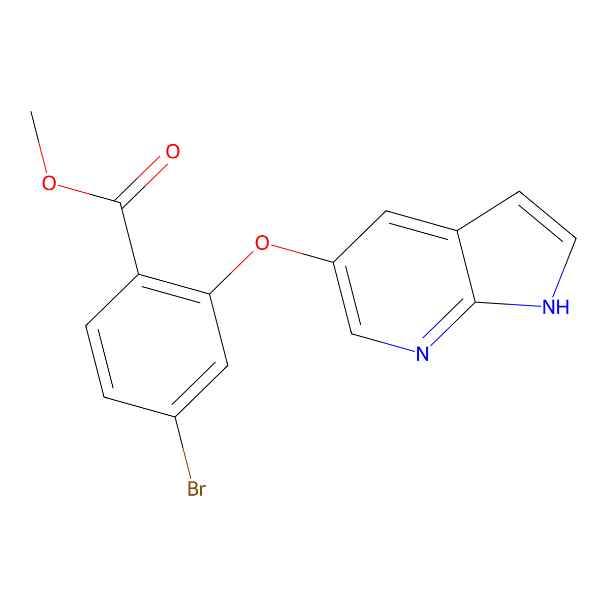 methyl 4-bromo-2-{1H-pyrrolo[2,3-b]pyridin-5-yloxy}benzoate molecular structure, CAS 1630101-71-1