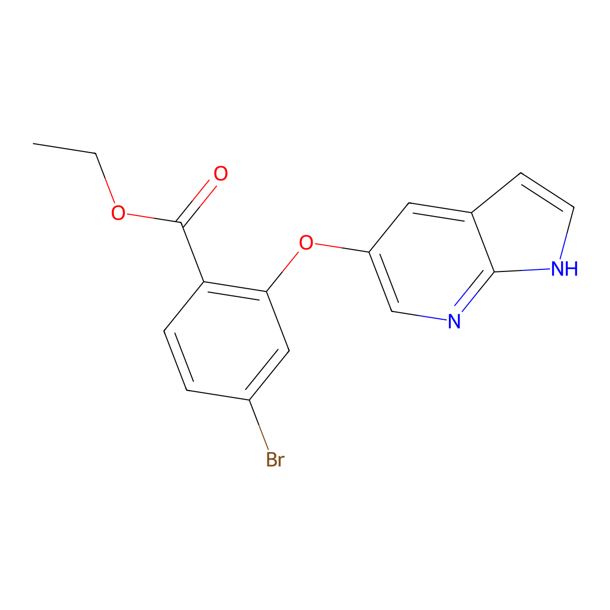 ethyl 4-bromo-2-{1H-pyrrolo[2,3-b]pyridin-5-yloxy}benzoate molecular structure, CAS 1630101-74-4