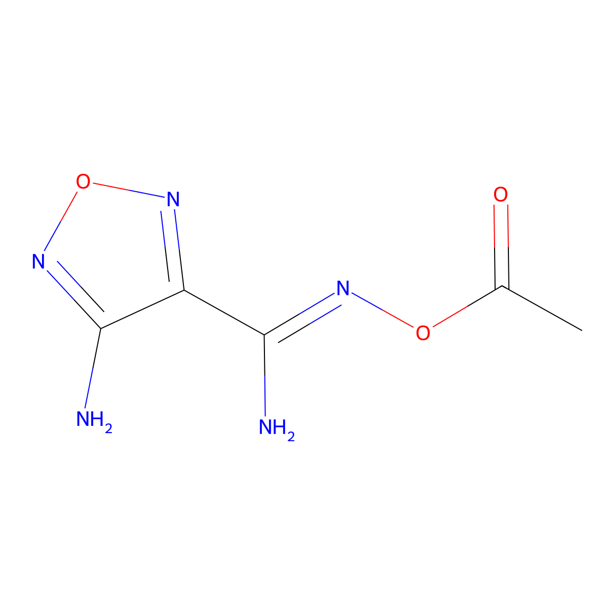 [[Amino-(4-amino-1,2,5-oxadiazol-3-yl)methylidene]amino] acetate molecular structure, CAS 163011-64-1