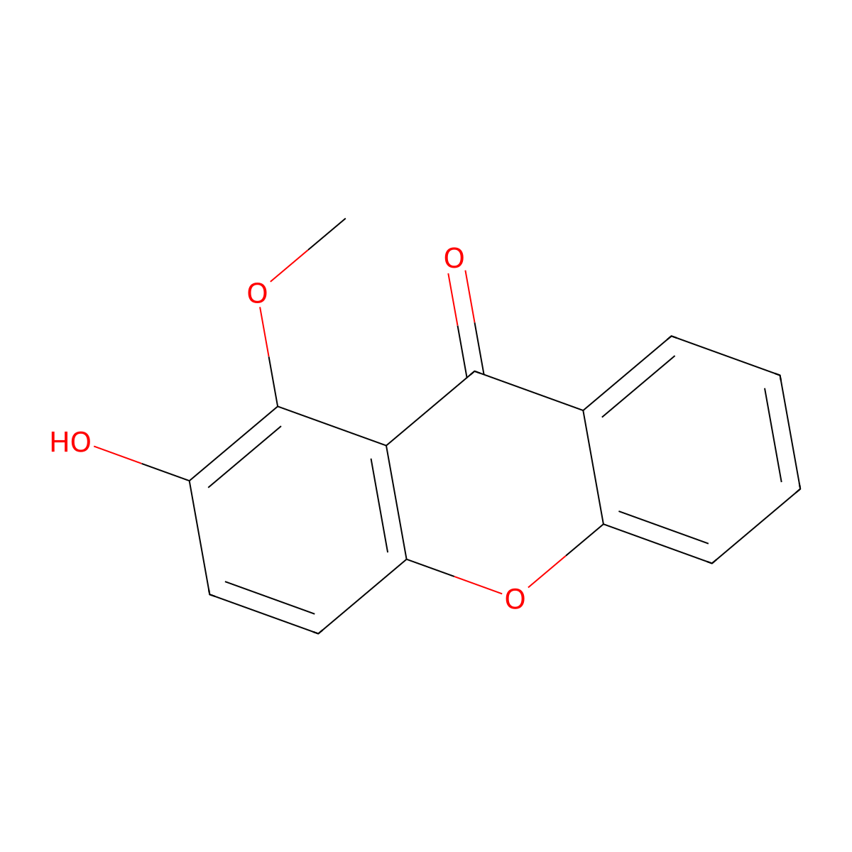 2-Hydroxy-1-methoxyxanthone molecular structure, CAS 16302-46-8