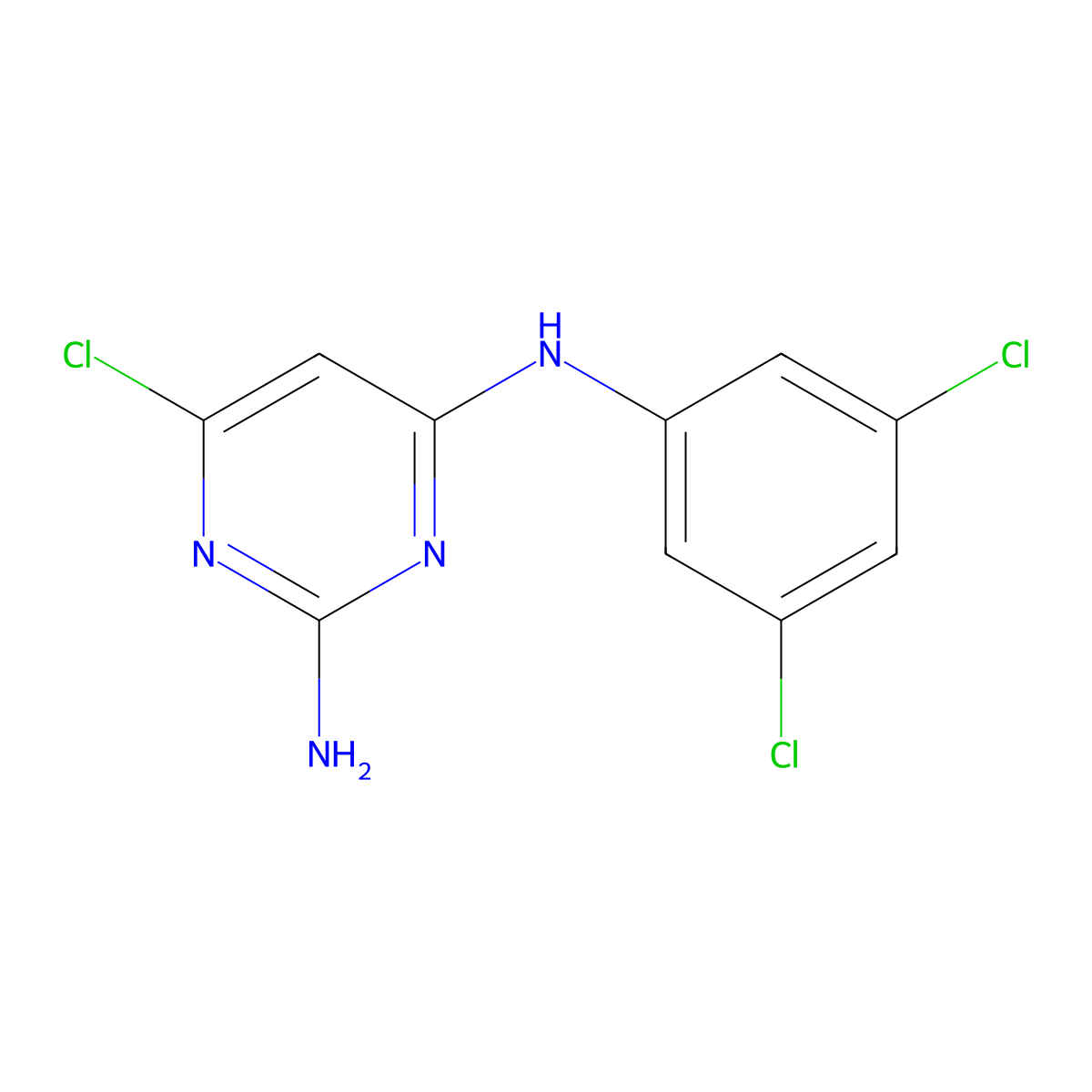 6-chloro-N4-(3,5-dichlorophenyl)pyrimidine-2,4-diamine molecular structure, CAS 163020-79-9