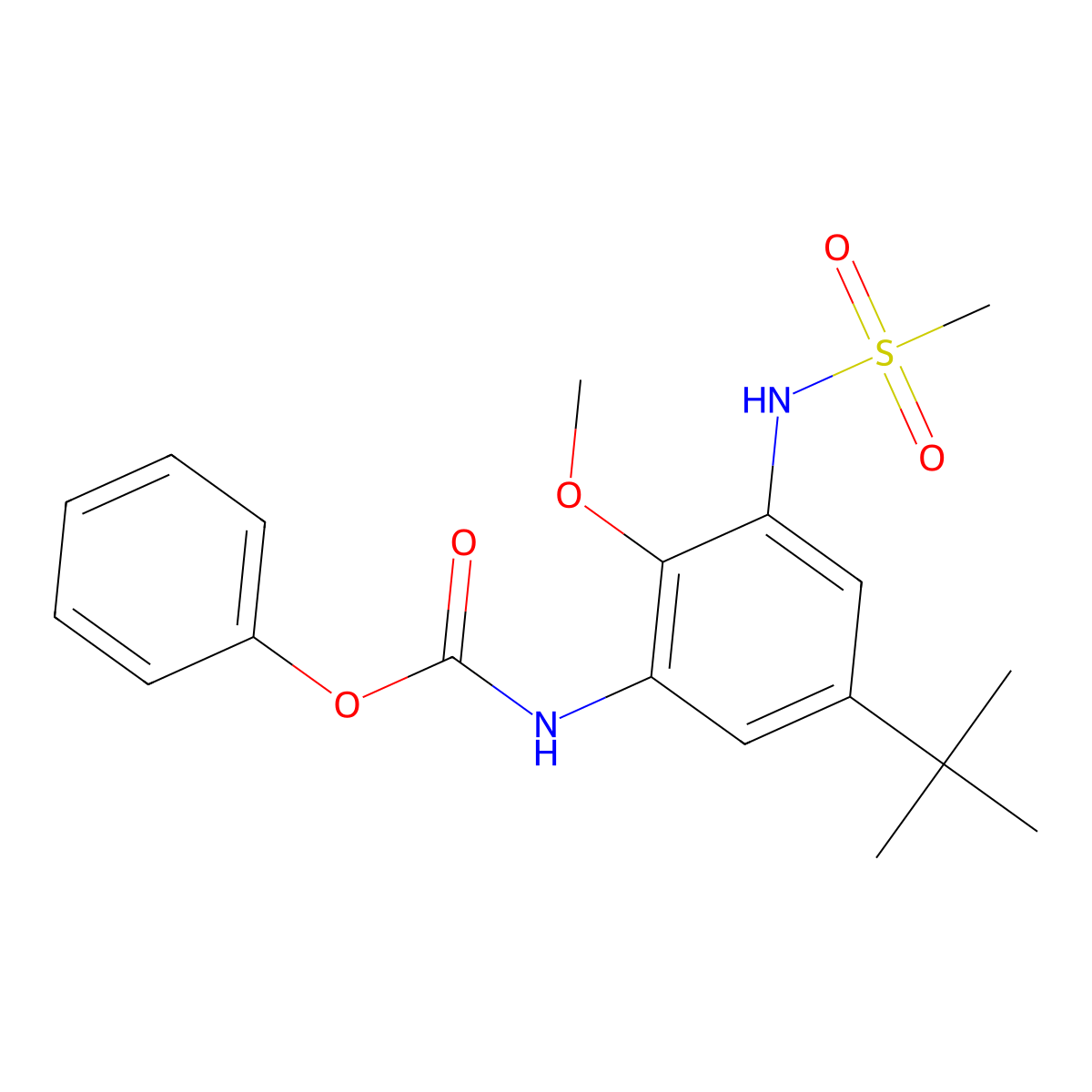 Phenyl 5-tert-butyl-2-methoxy-3-(methylsulfonamido)phenylcarbamate molecular structure, CAS 1630204-87-3