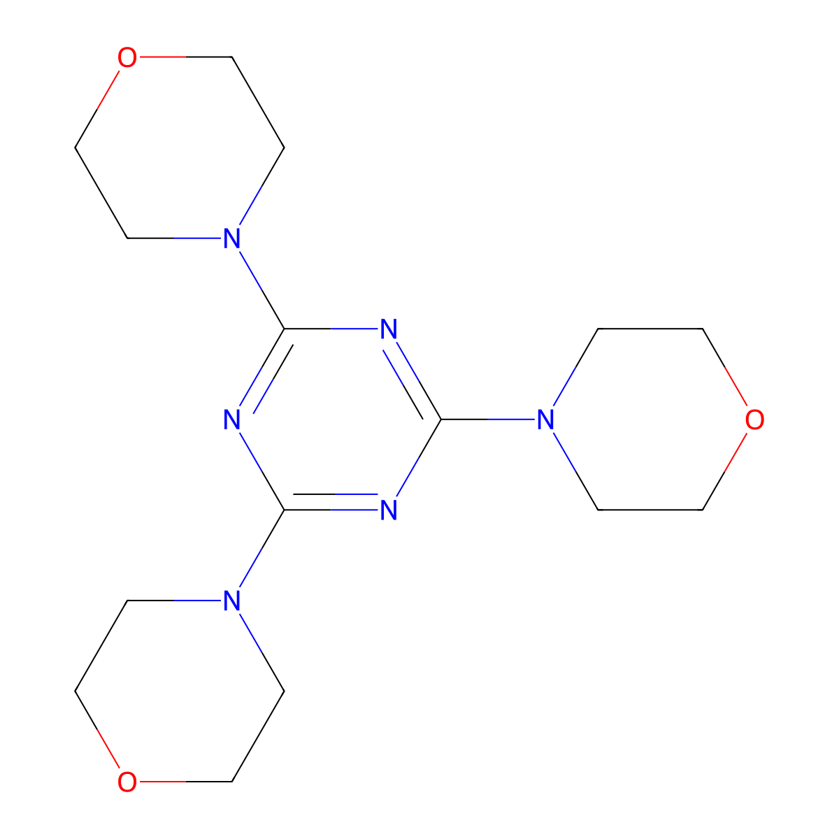 2,4,6-Trimorpholino-1,3,5-triazine molecular structure, CAS 16303-23-4