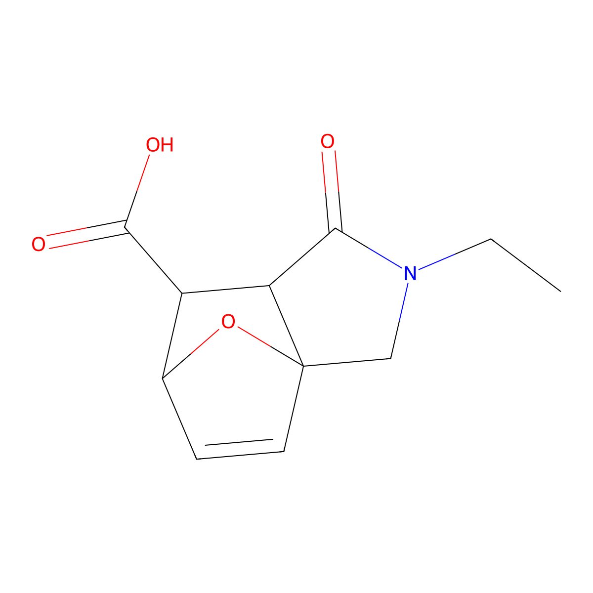 2-Ethyl-1-oxo-1,2,3,6,7,7a-hexahydro-3a,6-epoxyisoindole-7-carboxylic acid molecular structure, CAS 163035-51-6