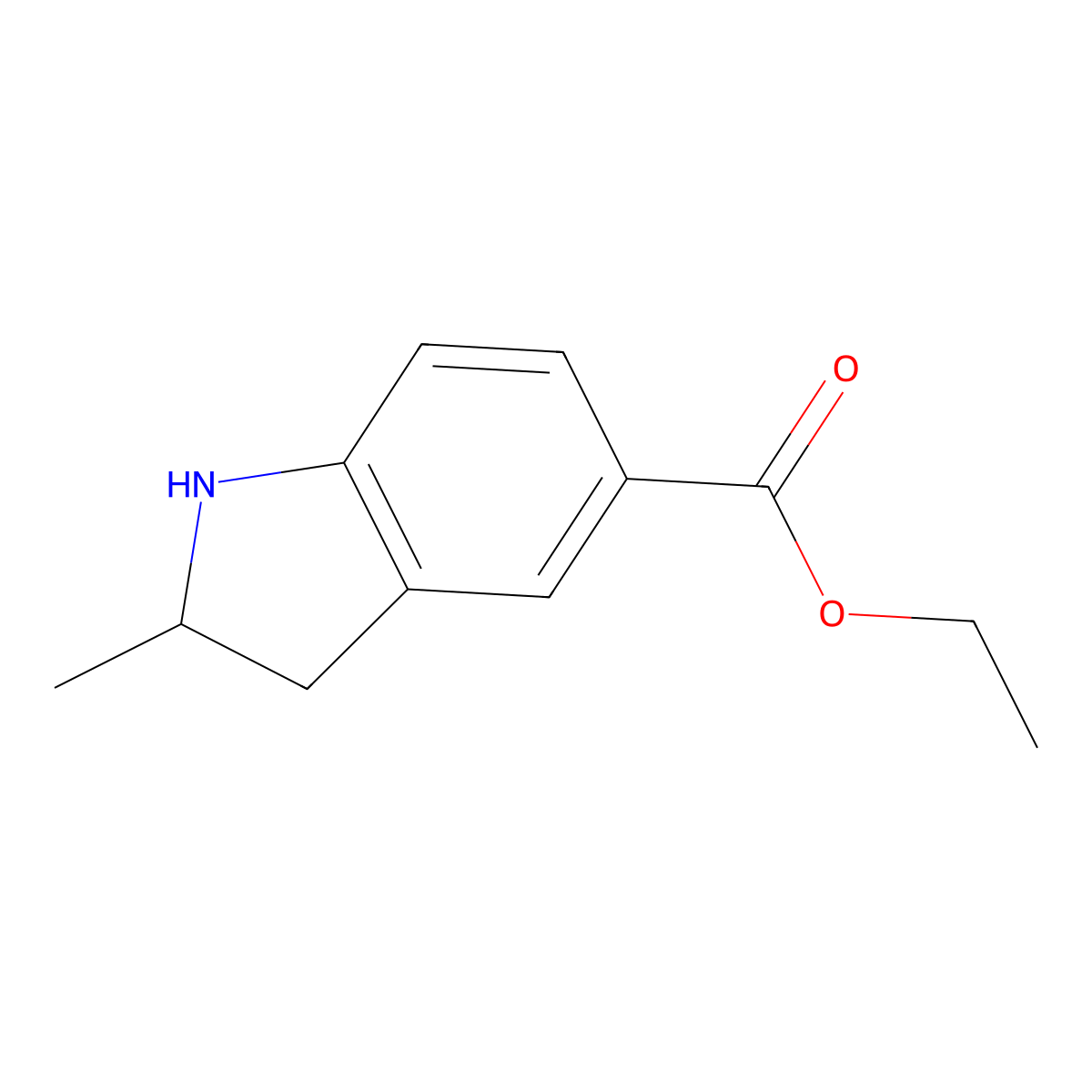 ethyl (2R)-2-methyl-2,3-dihydro-1H-indole-5-carboxylate molecular structure, CAS 1630382-73-8