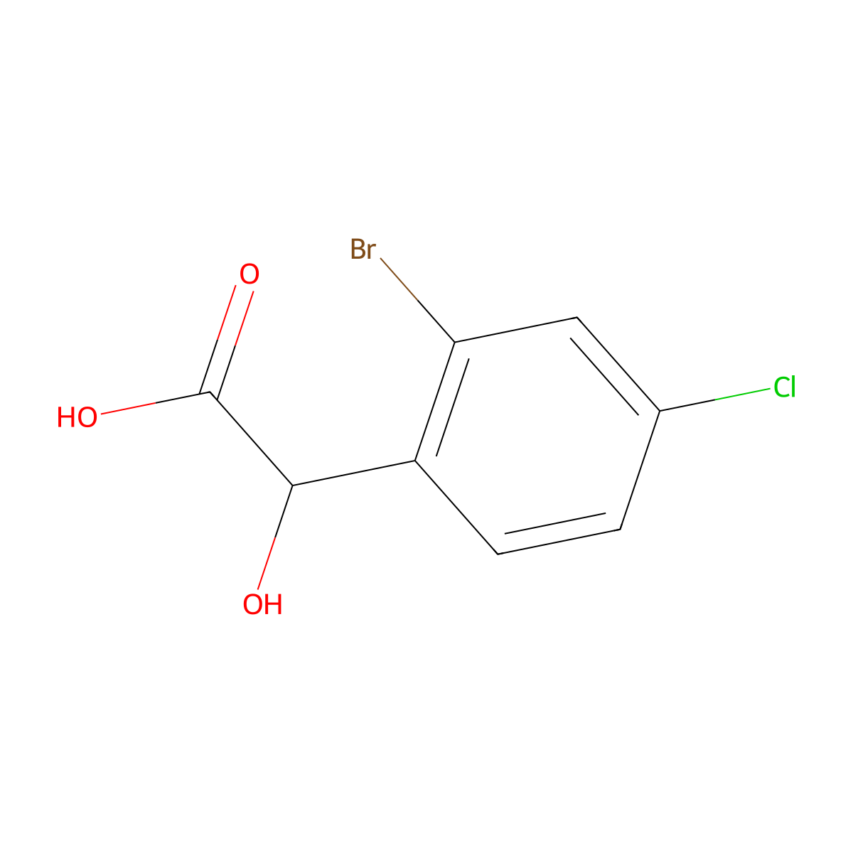 (2R)-2-(2-Bromo-4-chlorophenyl)-2-hydroxyacetic acid molecular structure, CAS 1630393-72-4