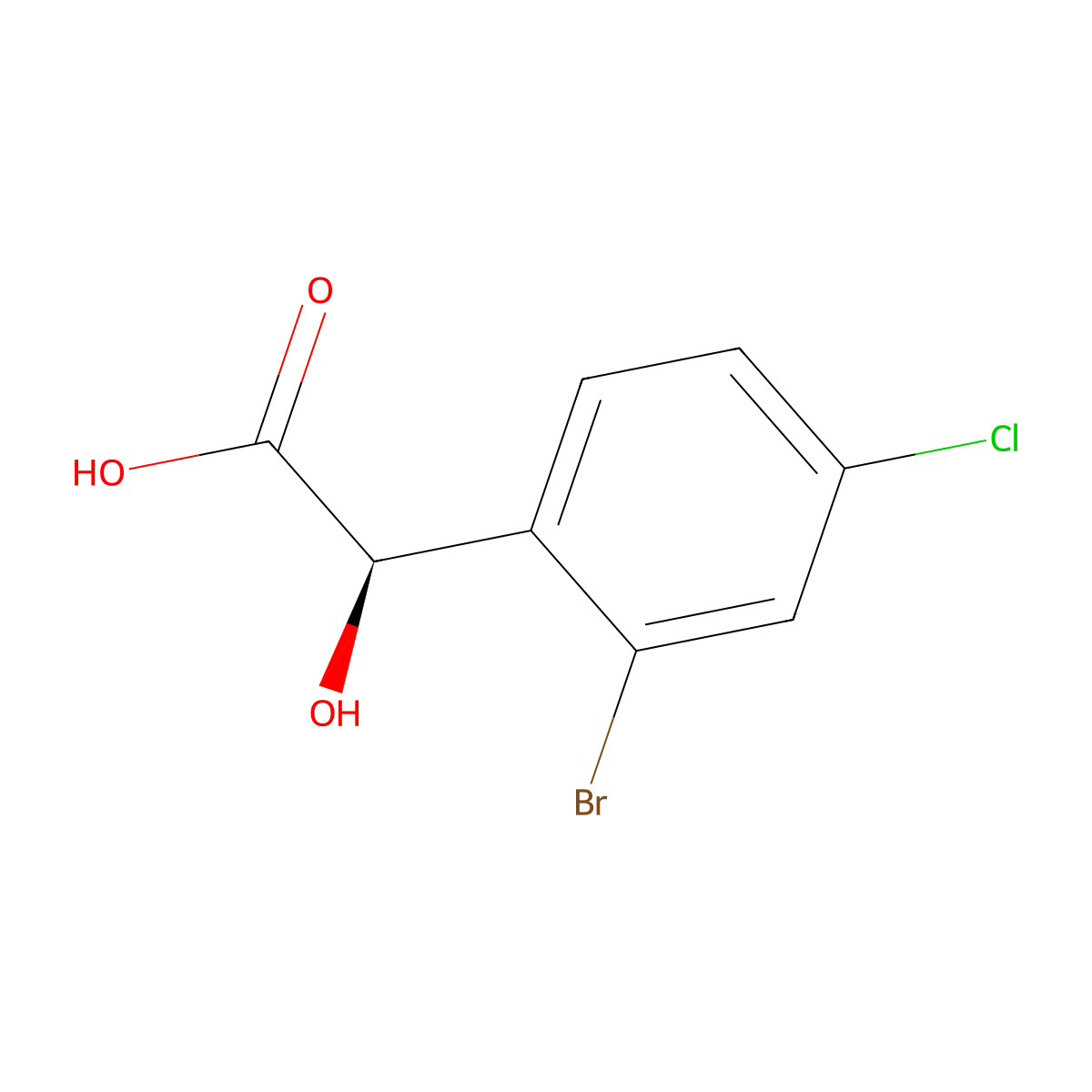 (2R)-2-(2-Bromo-4-chlorophenyl)-2-hydroxyacetic acid molecular structure, CAS 1630393-72-4