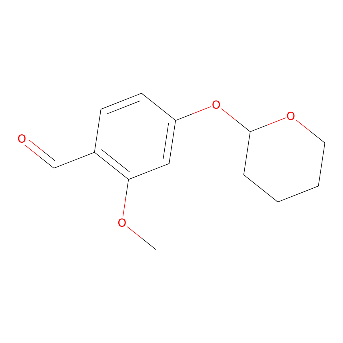 2-Methoxy-4-((tetrahydro-2H-pyran-2-yl)oxy)benzaldehyde molecular structure, CAS 163041-68-7