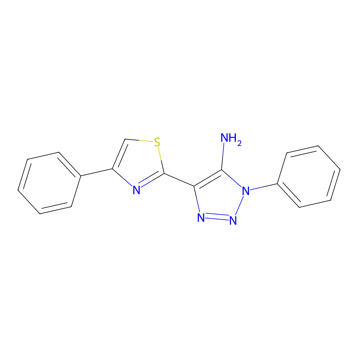 1-phenyl-4-(4-phenyl-1,3-thiazol-2-yl)-1H-1,2,3-triazol-5-amine molecular structure, CAS 163071-24-7