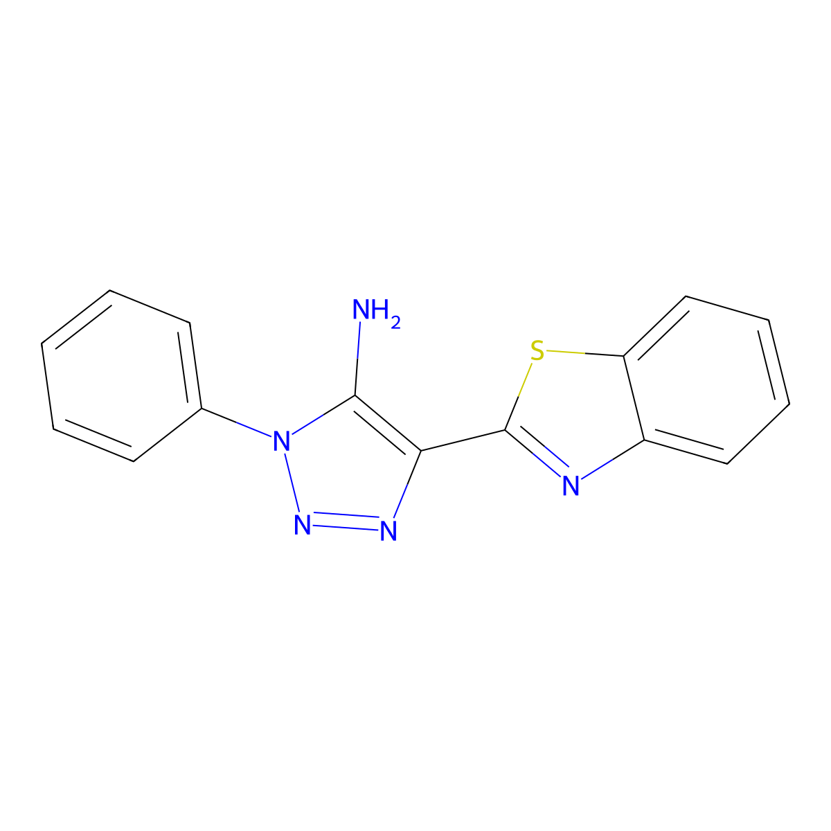 4-(benzo[d]thiazol-2-yl)-1-phenyl-1H-1,2,3-triazol-5-amine molecular structure, CAS 163071-38-3