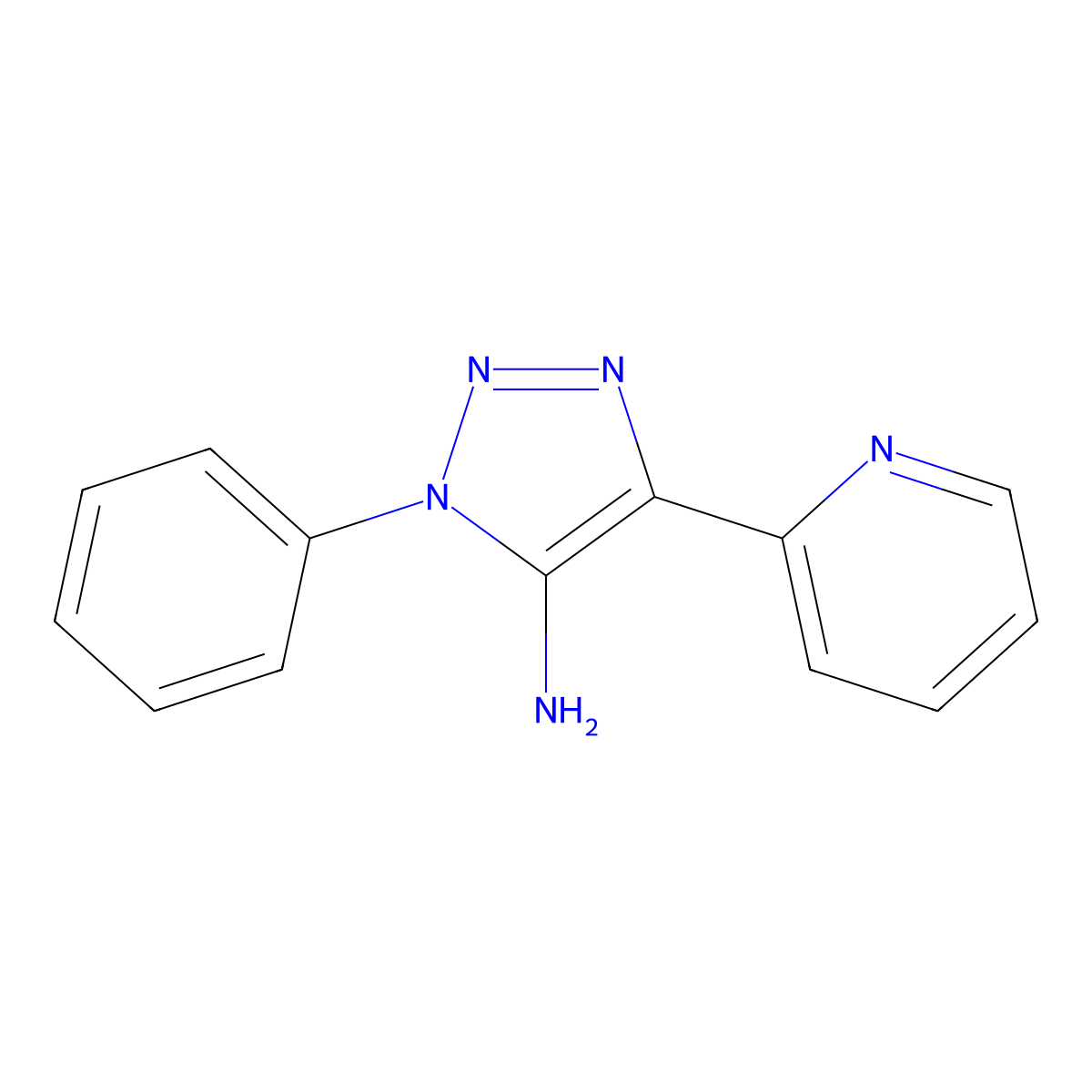 1-phenyl-4-(pyridin-2-yl)-1H-1,2,3-triazol-5-amine molecular structure, CAS 163071-42-9