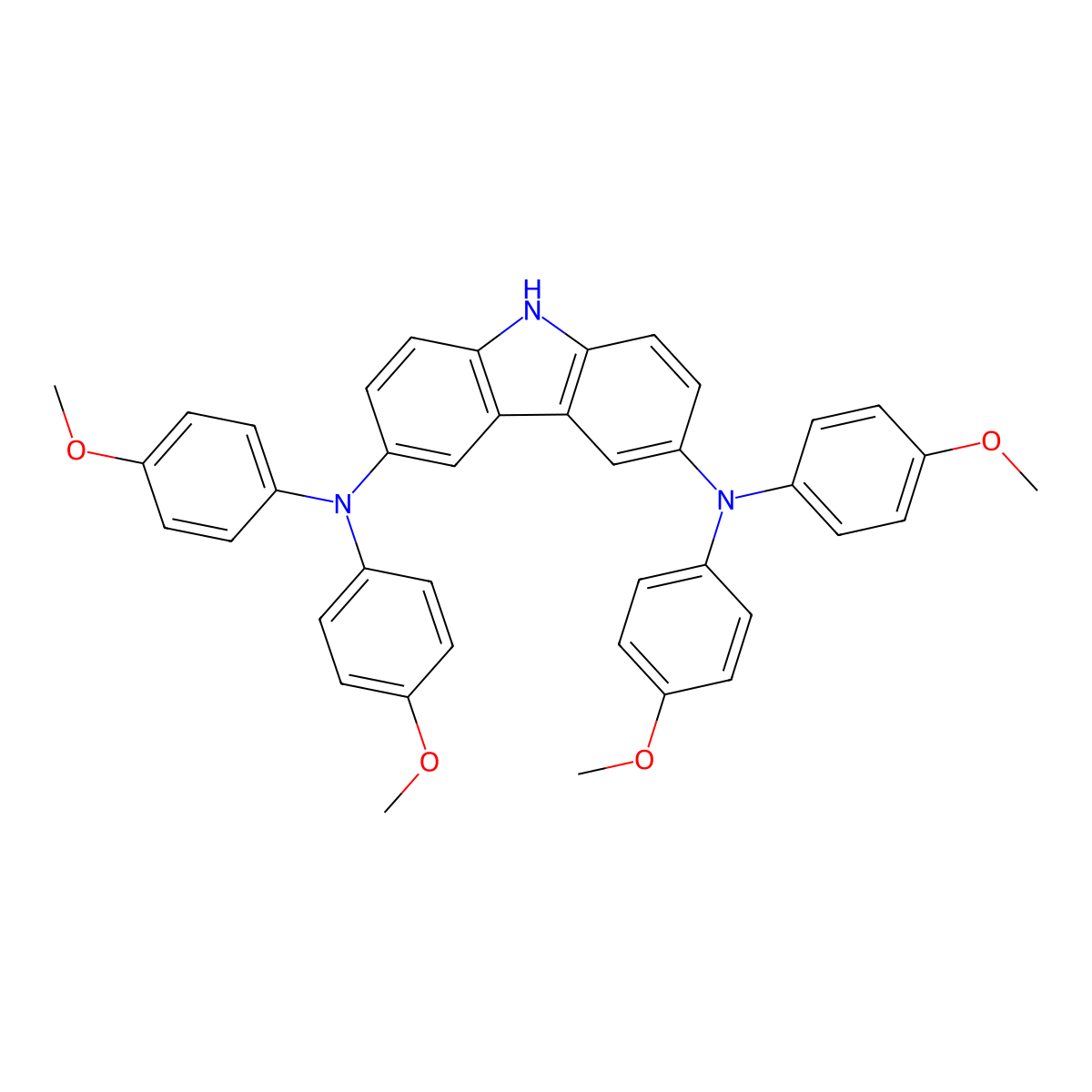 N,N,N',N'-Tetrakis(4-methoxyphenyl)-9H-carbazole-3,6-diamine molecular structure, CAS 1630723-98-6