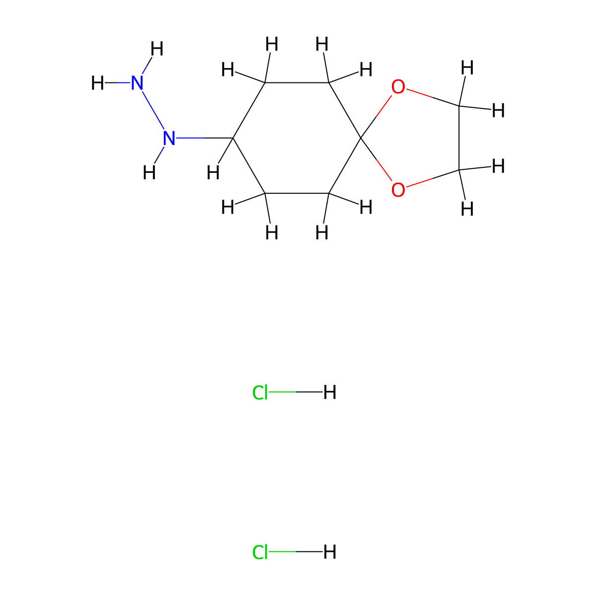 1,4-Dioxaspiro[4.5]decan-8-ylhydrazine dihydrochloride molecular structure, CAS 1630725-37-9