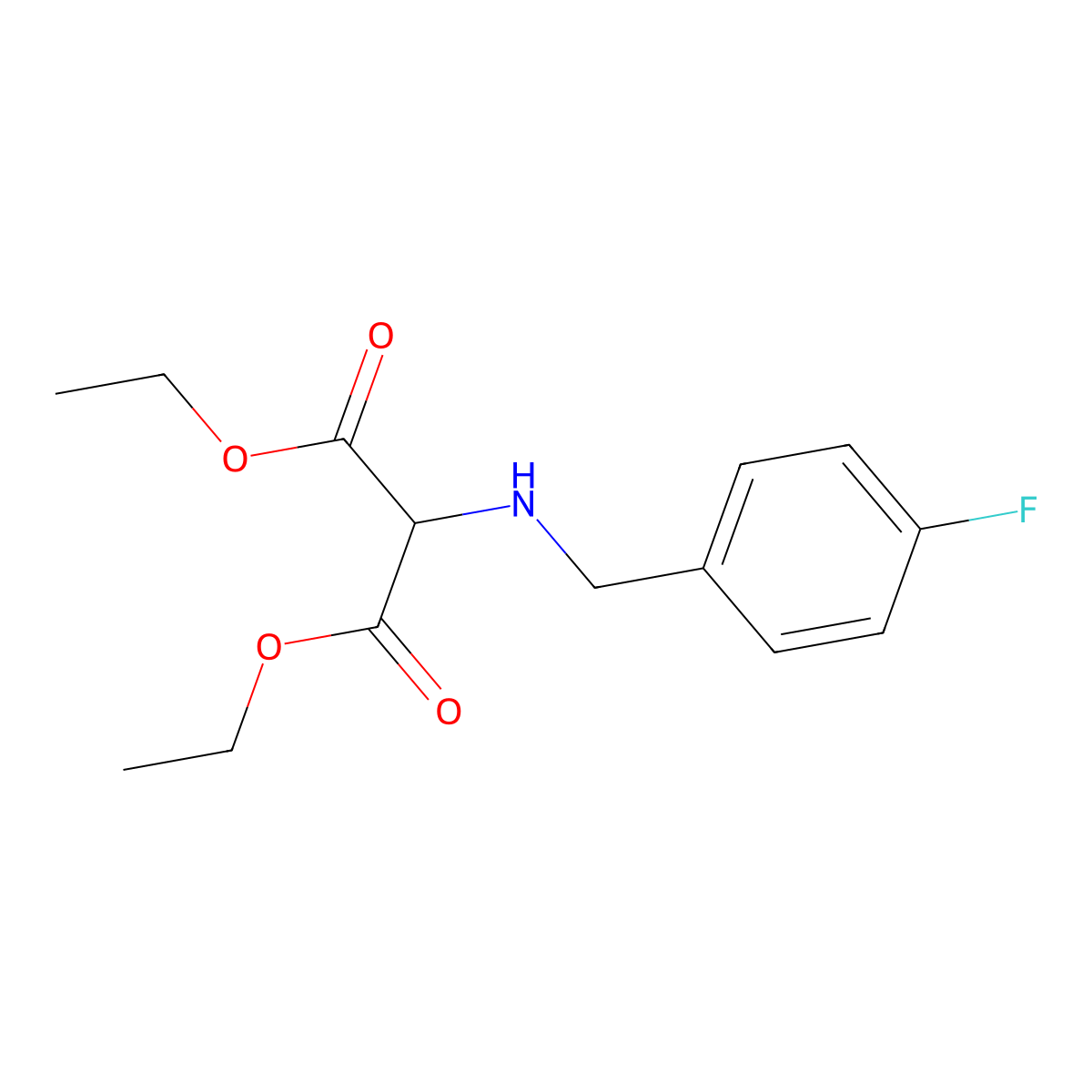 Diethyl 2-[(4-fluorobenzyl)amino]malonate molecular structure, CAS 1630731-37-1