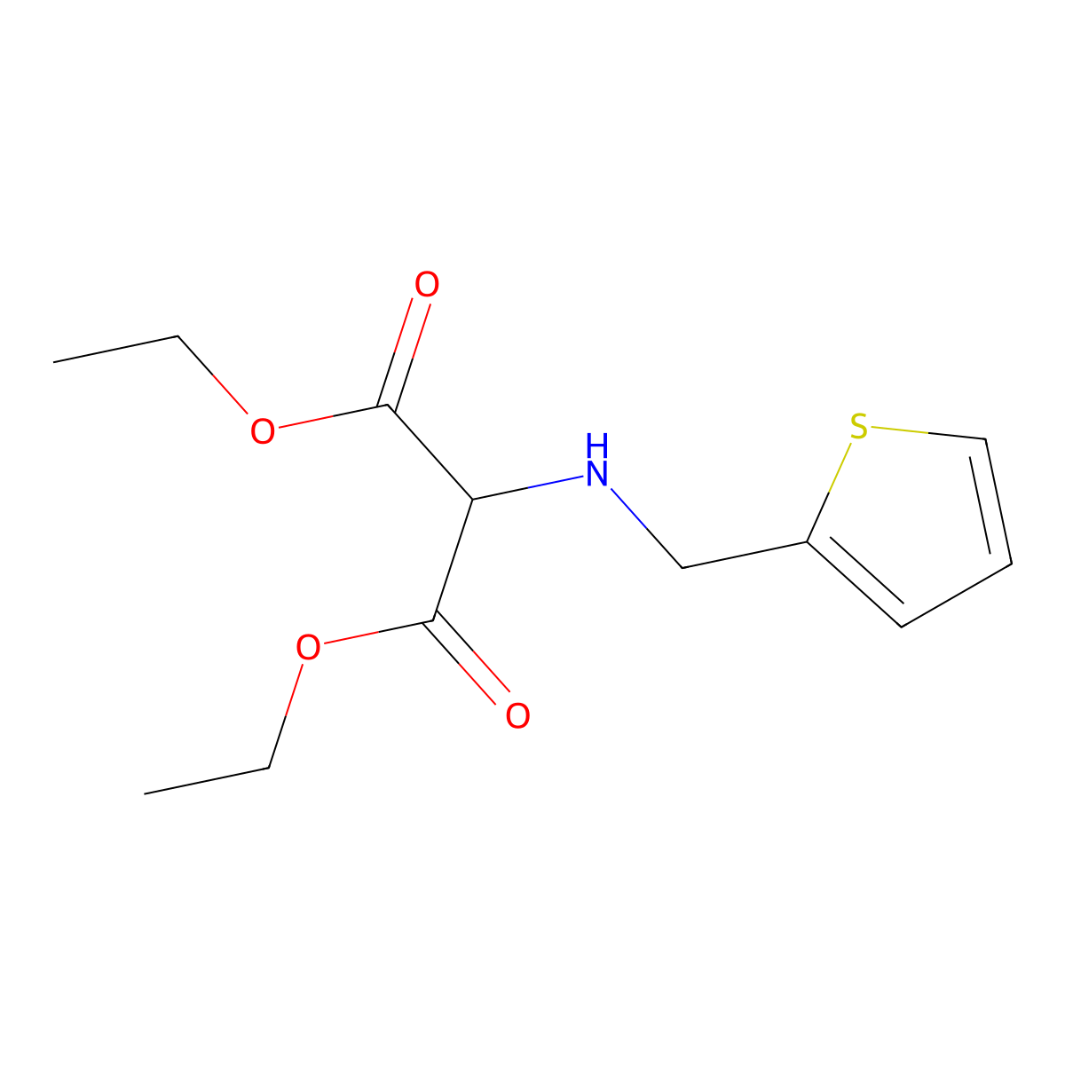 Diethyl 2-((thiophen-2-ylmethyl)amino)malonate molecular structure, CAS 1630731-43-9