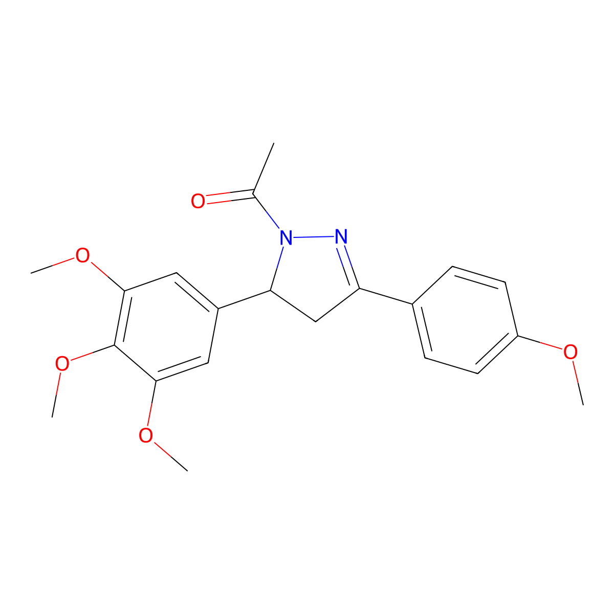 1-[5-(4-Methoxyphenyl)-3-(3,4,5-trimethoxyphenyl)-3,4-dihydropyrazol-2-yl]ethanone molecular structure, CAS 163074-71-3