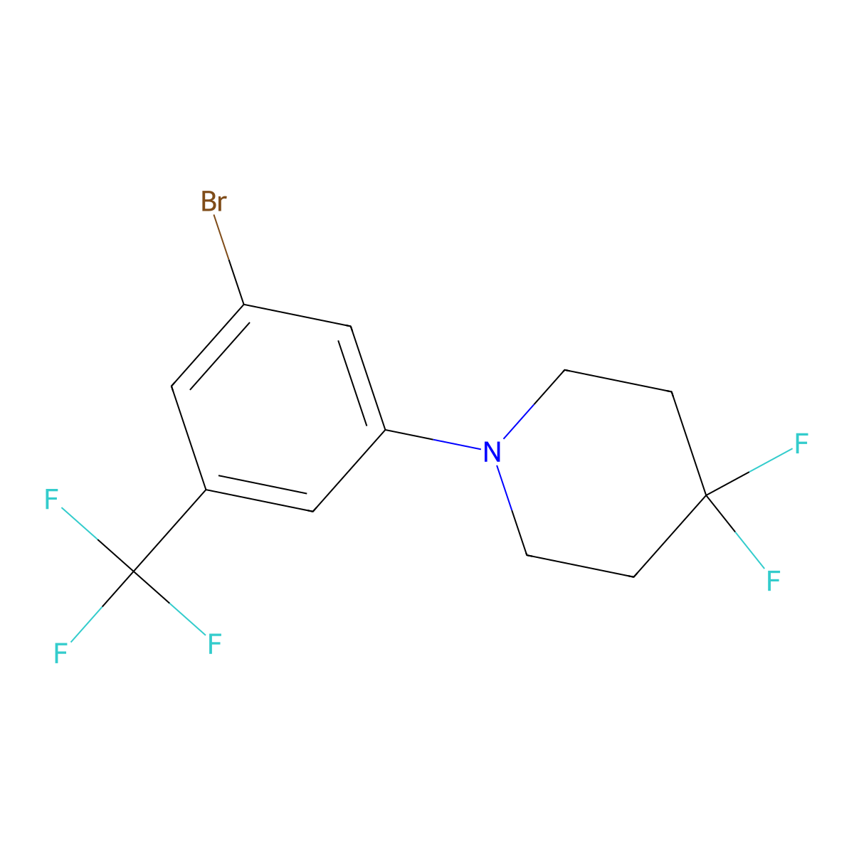 1-(3-Bromo-5-(trifluoromethyl)phenyl)-4,4-difluoropiperidine molecular structure, CAS 1630747-21-5