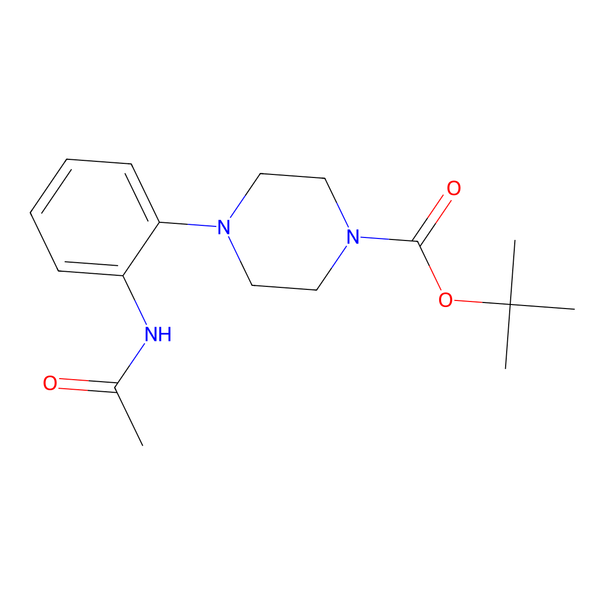 Tert-butyl 4-(2-acetamidophenyl)piperazine-1-carboxylate molecular structure, CAS 1630753-36-4