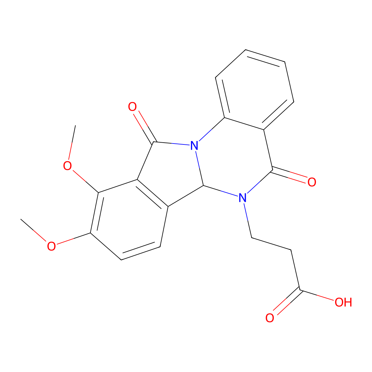 3-{9,10-dimethoxy-5,11-dioxo-5H,6H,6aH,11H-isoindolo[2,1-a]quinazolin-6-yl}propanoic acid molecular structure, CAS 1630763-34-6