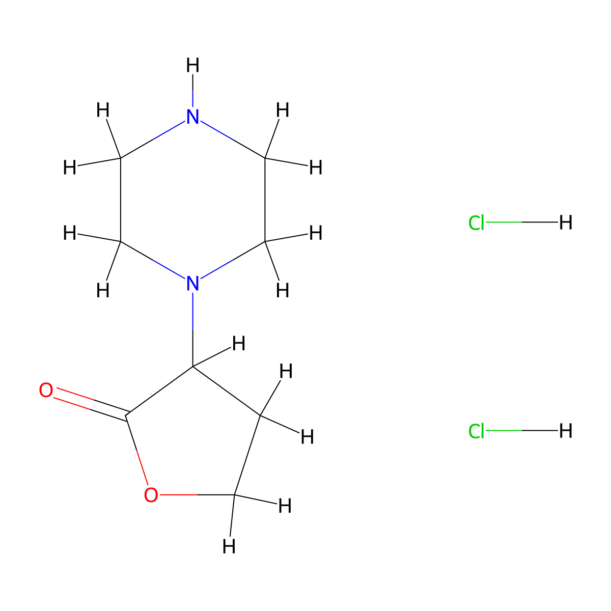 3-(Piperazin-1-yl)oxolan-2-one dihydrochloride molecular structure, CAS 1630763-35-7