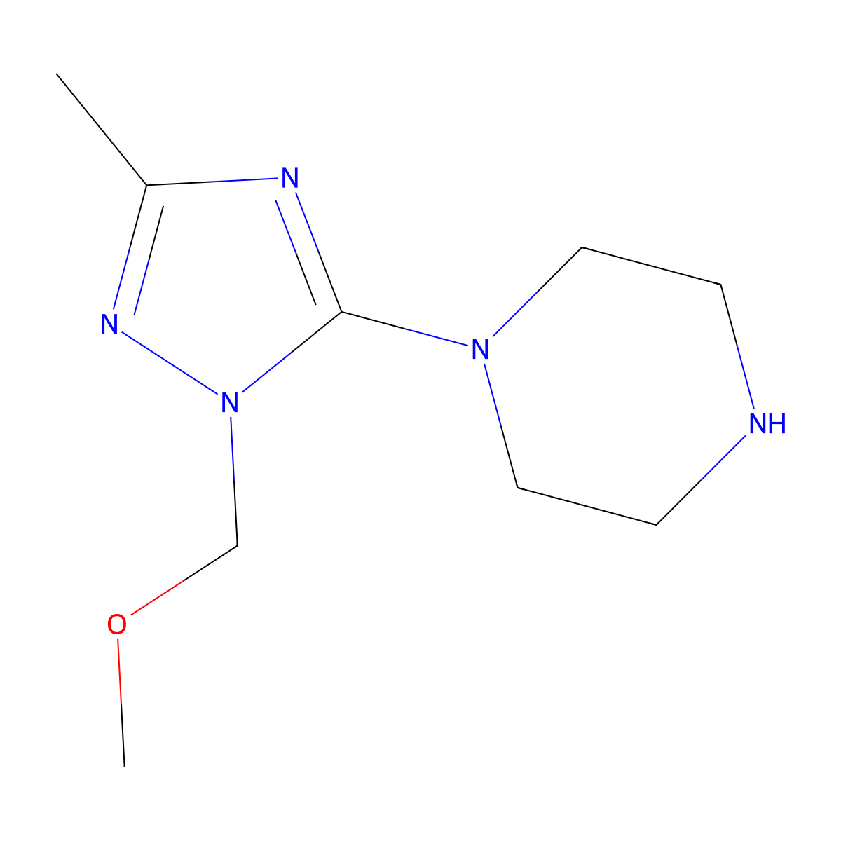 1-[1-(methoxymethyl)-3-methyl-1H-1,2,4-triazol-5-yl]piperazine molecular structure, CAS 1630763-43-7