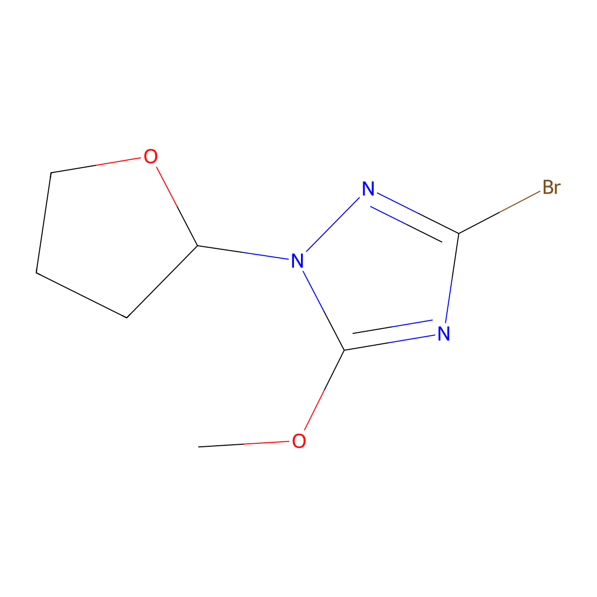 3-bromo-5-methoxy-1-(tetrahydrofuran-2-yl)-1H-1,2,4-triazole molecular structure, CAS 1630763-44-8