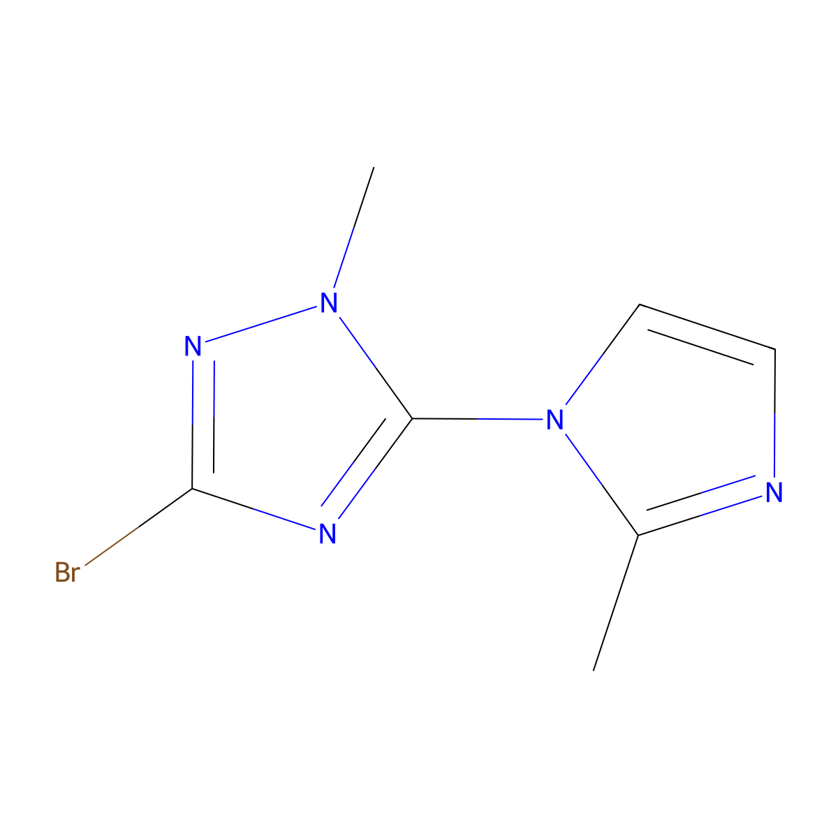 3-bromo-1-methyl-5-(2-methyl-1H-imidazol-1-yl)-1H-1,2,4-triazole molecular structure, CAS 1630763-48-2