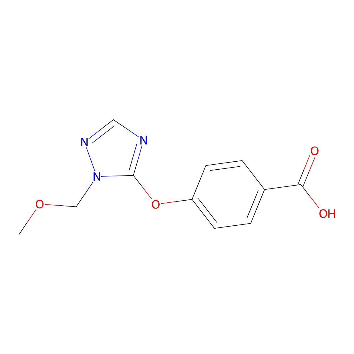 4-((1-(methoxymethyl)-1H-1,2,4-triazol-5-yl)oxy)benzoic acid molecular structure, CAS 1630763-51-7