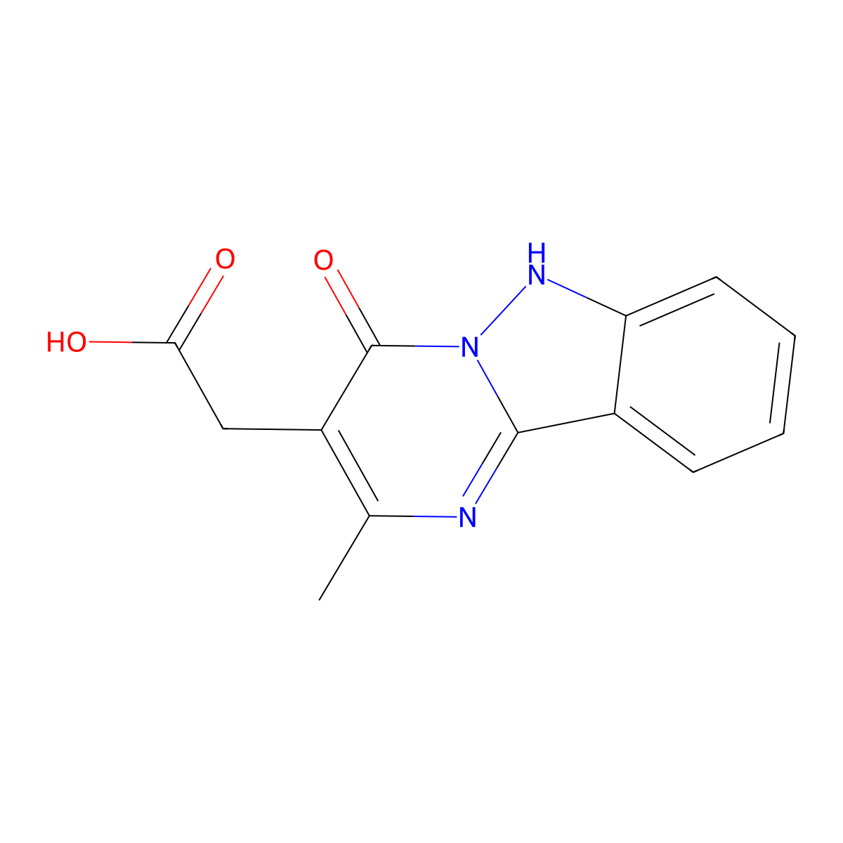(2-Methyl-4-oxo-1,4-dihydropyrimido[1,2-b]indazol-3-yl)acetic acid molecular structure, CAS 1630763-66-4