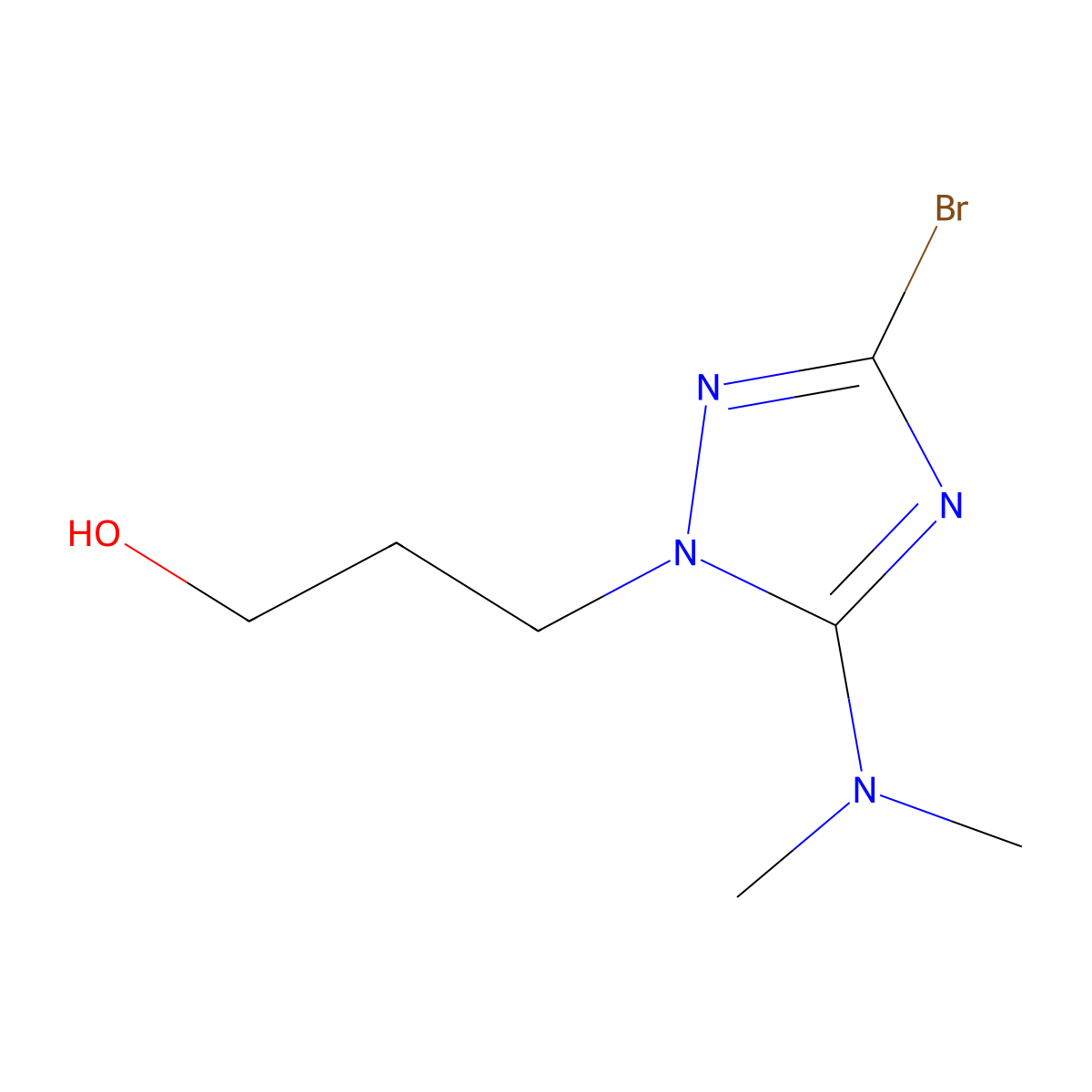 3-[3-bromo-5-(dimethylamino)-1H-1,2,4-triazol-1-yl]propan-1-ol molecular structure, CAS 1630763-78-8