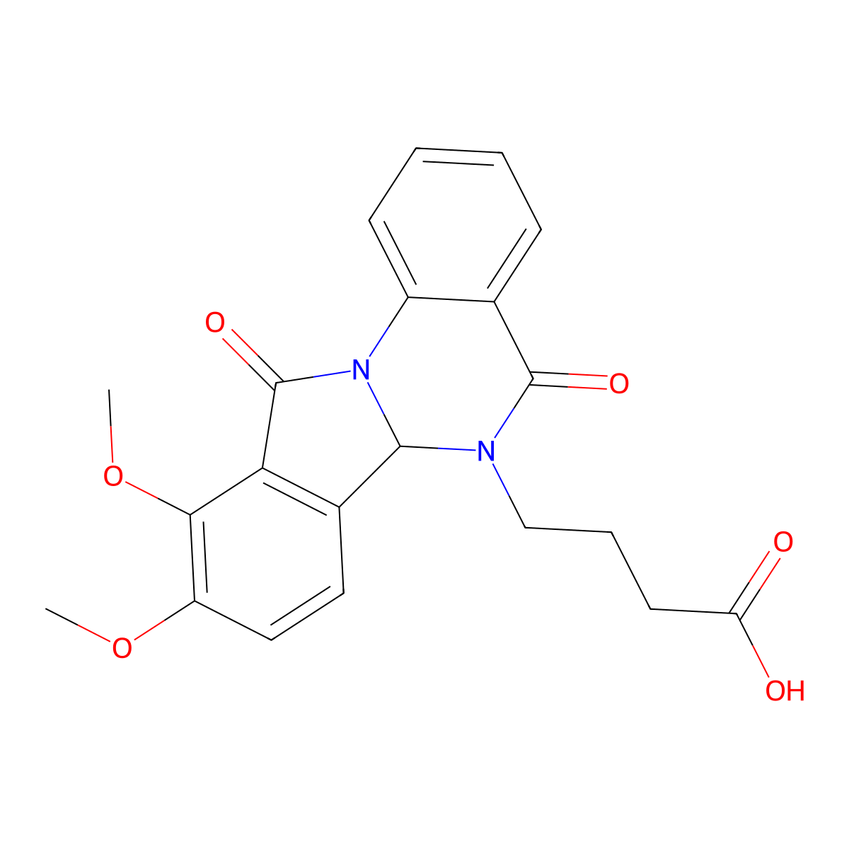 4-(9,10-dimethoxy-5,11-dioxo-6a,11-dihydroisoindolo[2,1-a]quinazolin-6(5H)-yl)butanoic acid molecular structure, CAS 1630763-90-4