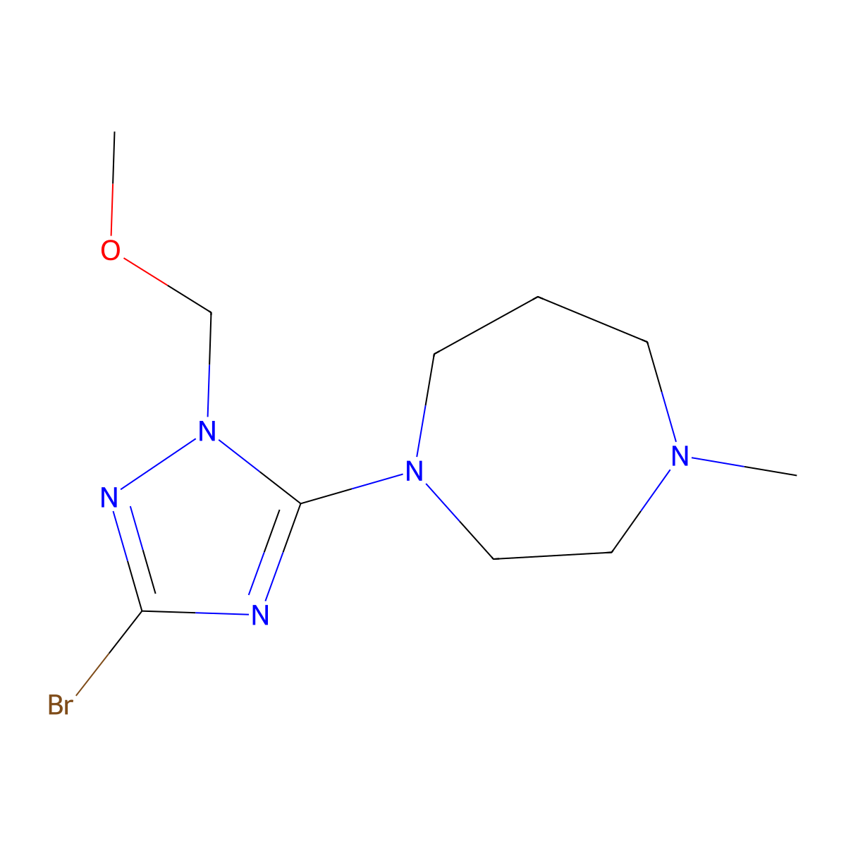 1-(3-bromo-1-(methoxymethyl)-1H-1,2,4-triazol-5-yl)-4-methyl-1,4-diazepane molecular structure, CAS 1630763-93-7