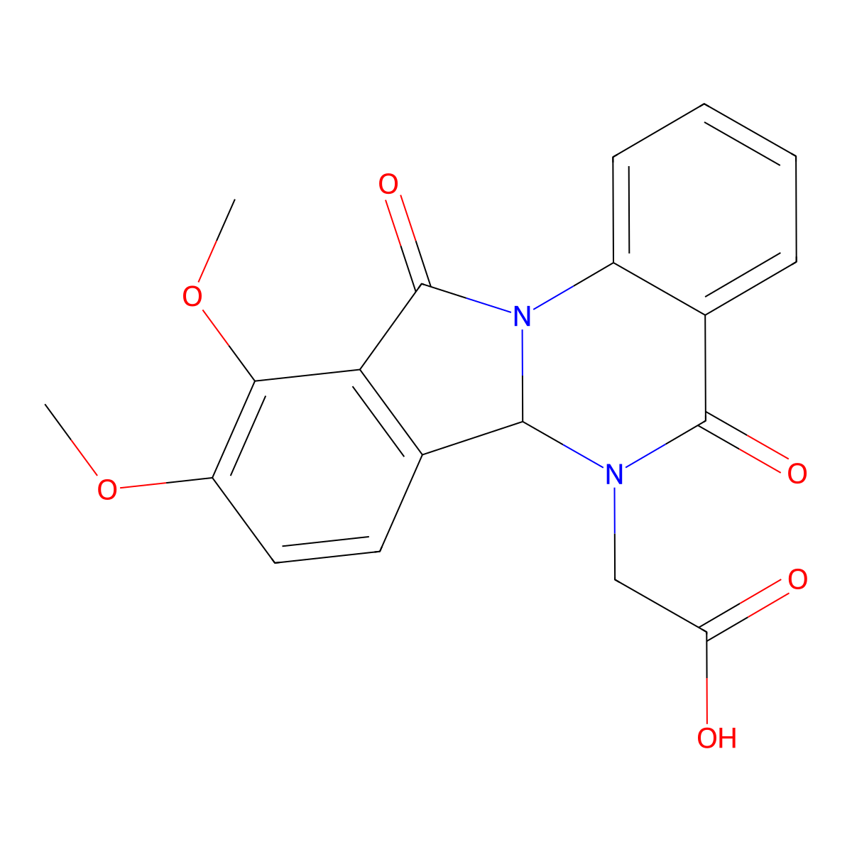 (9,10-dimethoxy-5,11-dioxo-6a,11-dihydroisoindolo[2,1-a]quinazolin-6(5H)-yl)acetic acid molecular structure, CAS 1630763-96-0