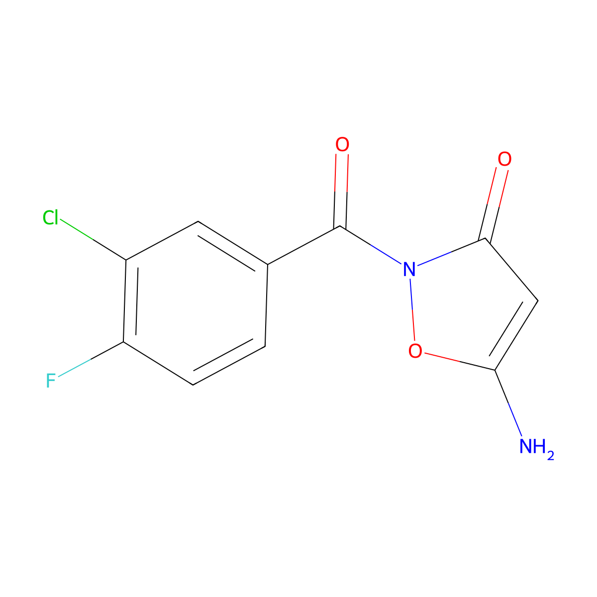 5-amino-2-(3-chloro-4-fluorobenzoyl)isoxazol-3(2H)-one molecular structure, CAS 1630763-98-2