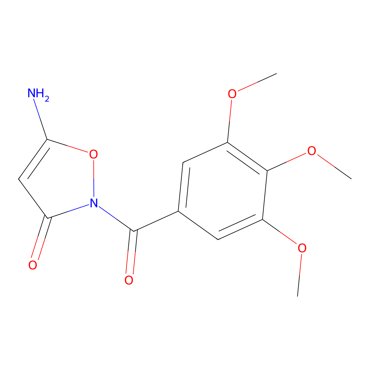 5-amino-2-(3,4,5-trimethoxybenzoyl)isoxazol-3(2H)-one molecular structure, CAS 1630764-00-9