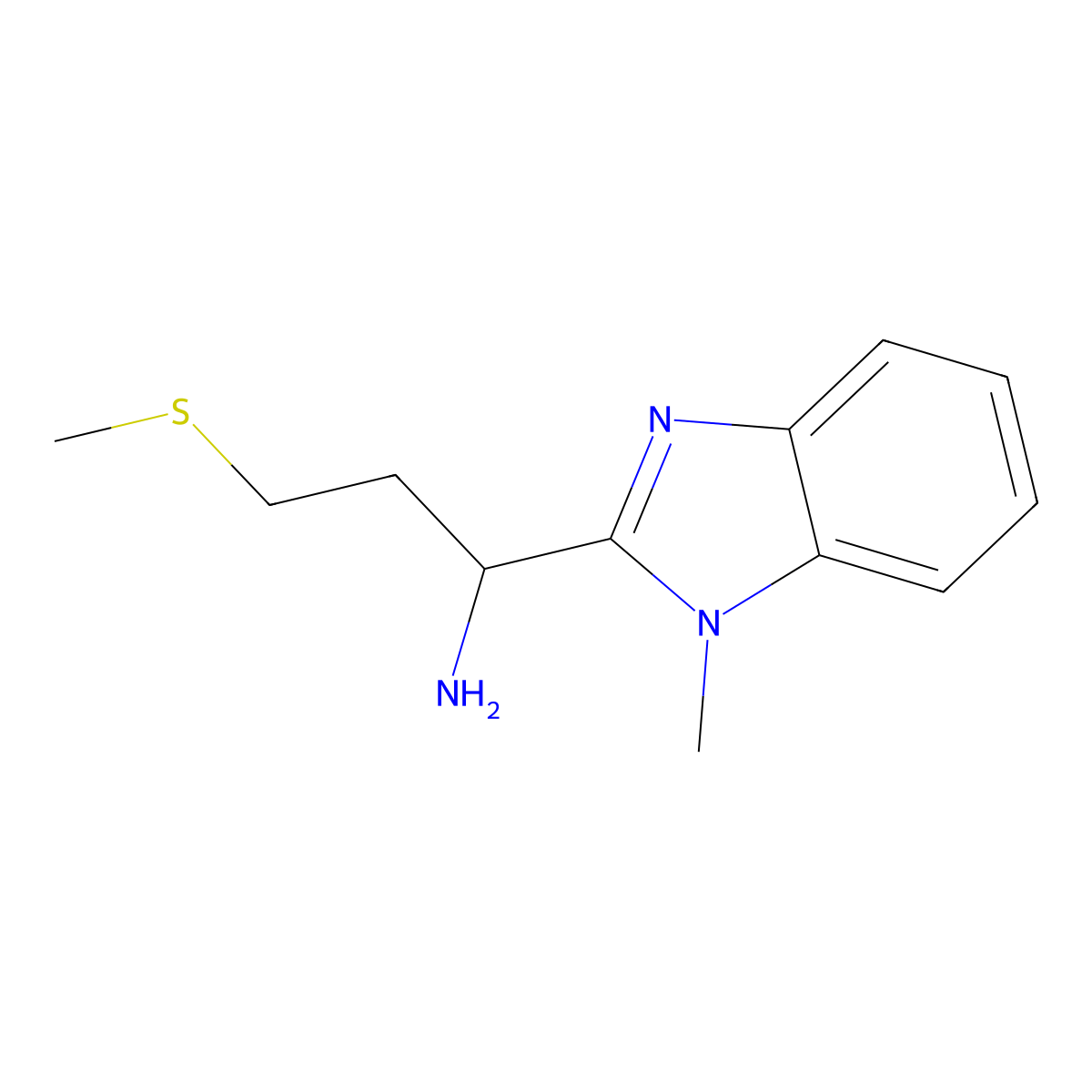 (S)-1-(1-methyl-1H-benzo[d]imidazol-2-yl)-3-(methylthio)propan-1-amine molecular structure, CAS 1630765-35-3