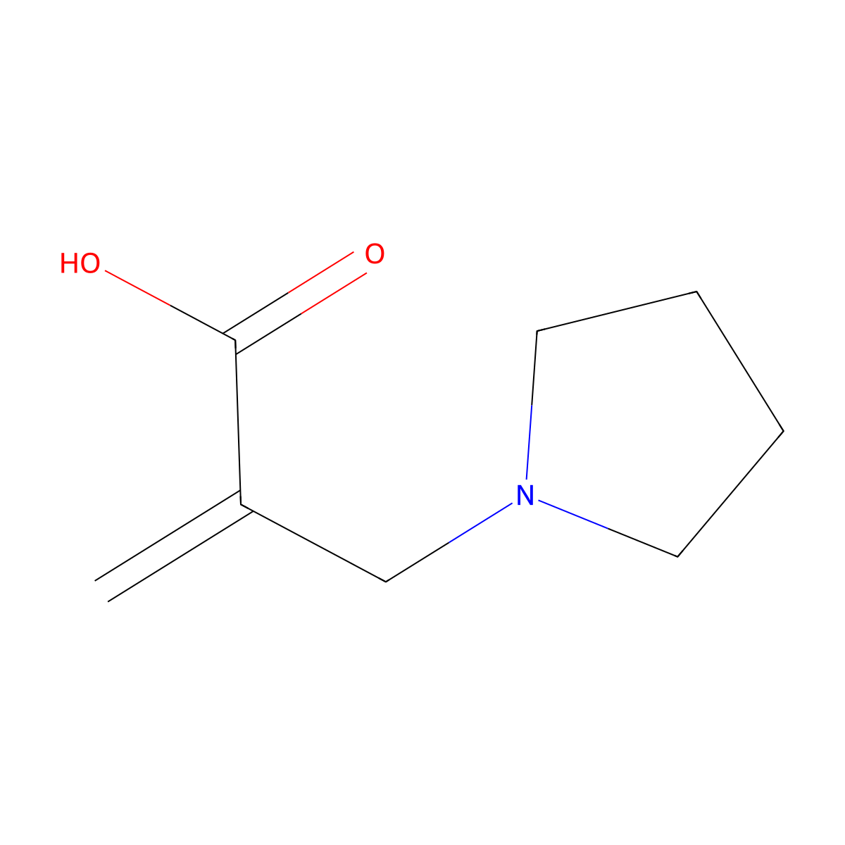2-Pyrrolidin-1-ylmethyl-acrylic acid molecular structure, CAS 163079-95-6