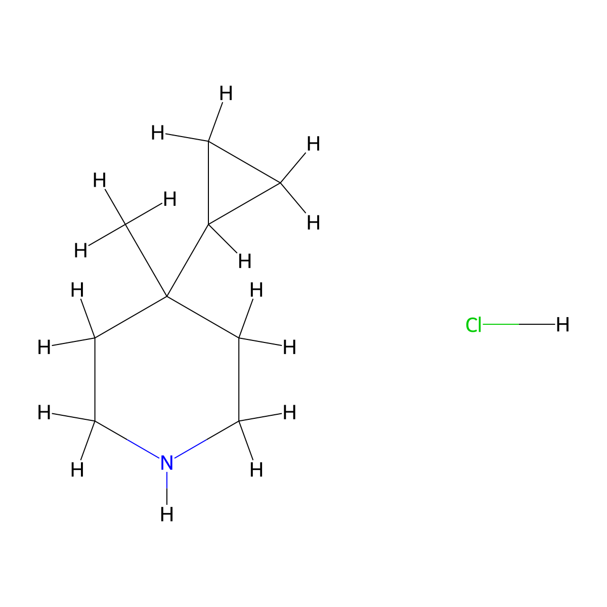 4-Cyclopropyl-4-methylpiperidine hydrochloride molecular structure, CAS 1630800-86-0