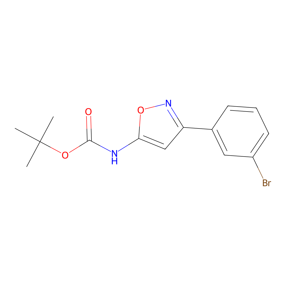 tert-butyl N-[3-(3-bromophenyl)-1,2-oxazol-5-yl]carbamate molecular structure, CAS 1630807-06-5