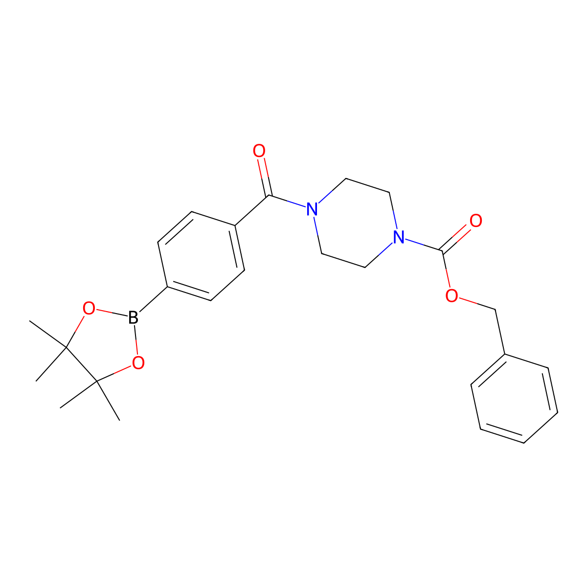 Benzyl 4-(4-(4,4,5,5-tetramethyl-1,3,2-dioxaborolan-2-yl)benzoyl)piperazine-1-carboxylate molecular structure, CAS 1630807-07-6