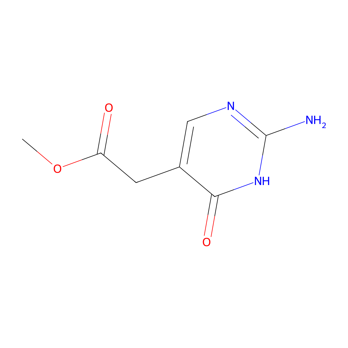 Methyl 2-(2-amino-6-oxo-1,6-dihydropyrimidin-5-yl)acetate molecular structure, CAS 163081-06-9