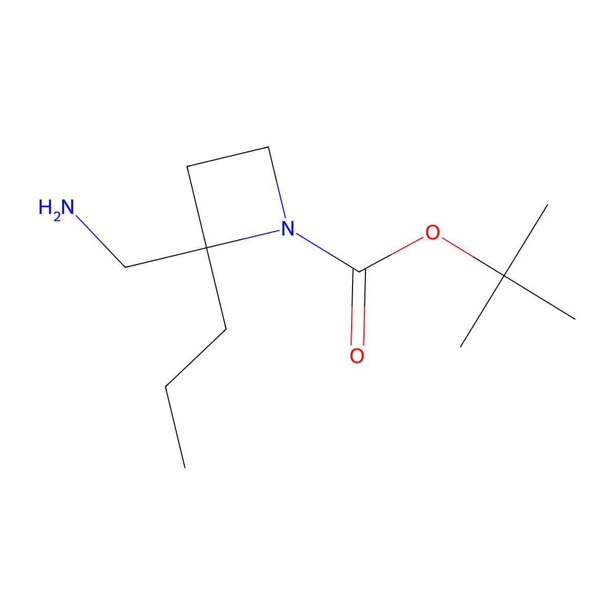 tert-butyl (2R)-2-(aminomethyl)-2-propylazetidine-1-carboxylate molecular structure, CAS 1630815-43-8