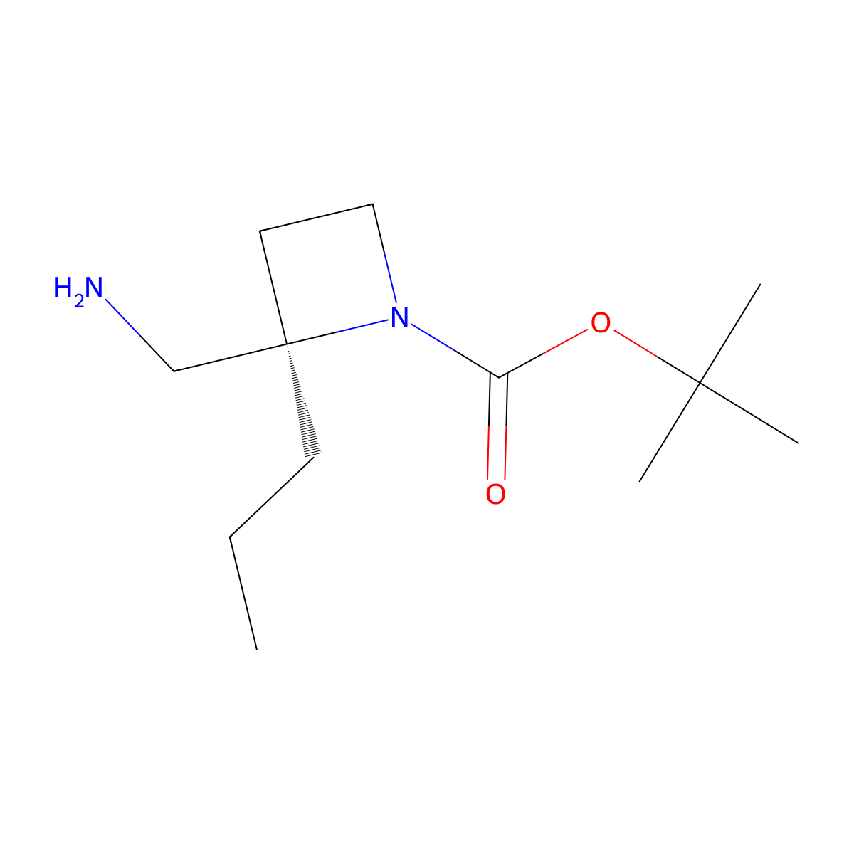 tert-butyl (2R)-2-(aminomethyl)-2-propylazetidine-1-carboxylate molecular structure, CAS 1630815-43-8
