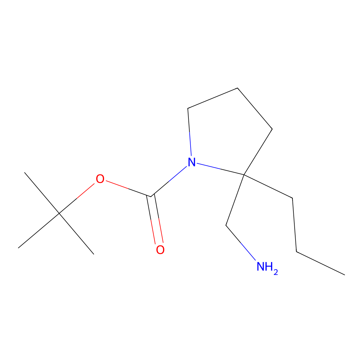 tert-butyl (2R)-2-(aminomethyl)-2-propylpyrrolidine-1-carboxylate molecular structure, CAS 1630815-52-9