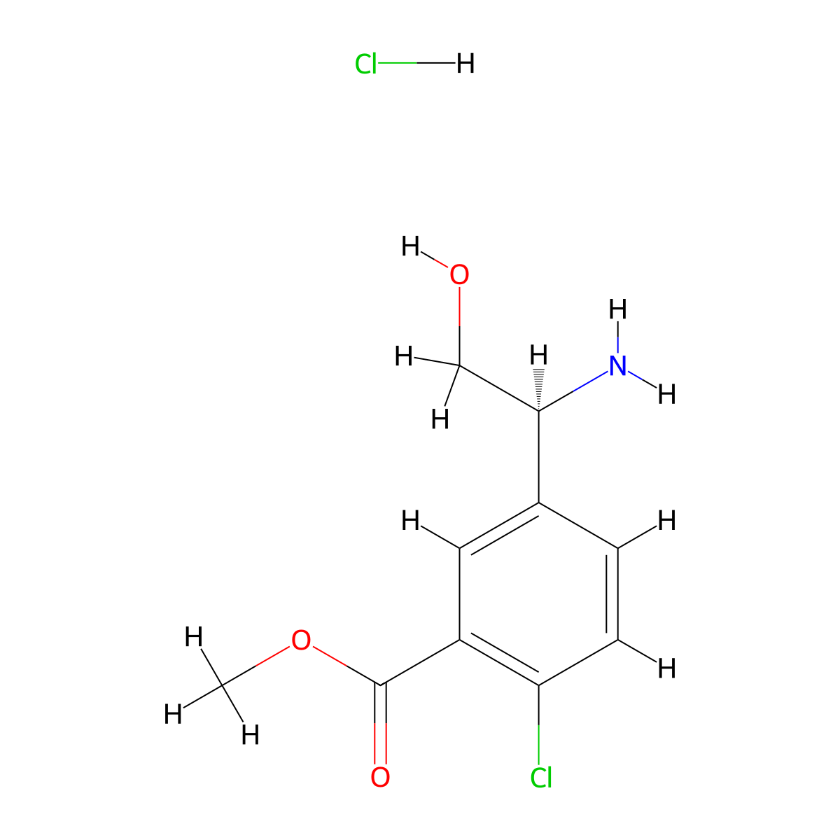 (S)-Methyl 5-(1-amino-2-hydroxyethyl)-2-chlorobenzoate hydrochloride molecular structure, CAS 1630815-54-1