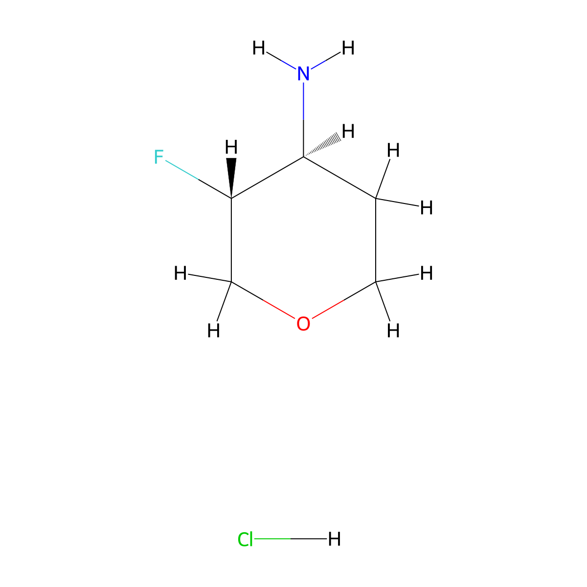 (3R,4S)-3-Fluorotetrahydro-2H-pyran-4-amine hydrochloride molecular structure, CAS 1630815-55-2