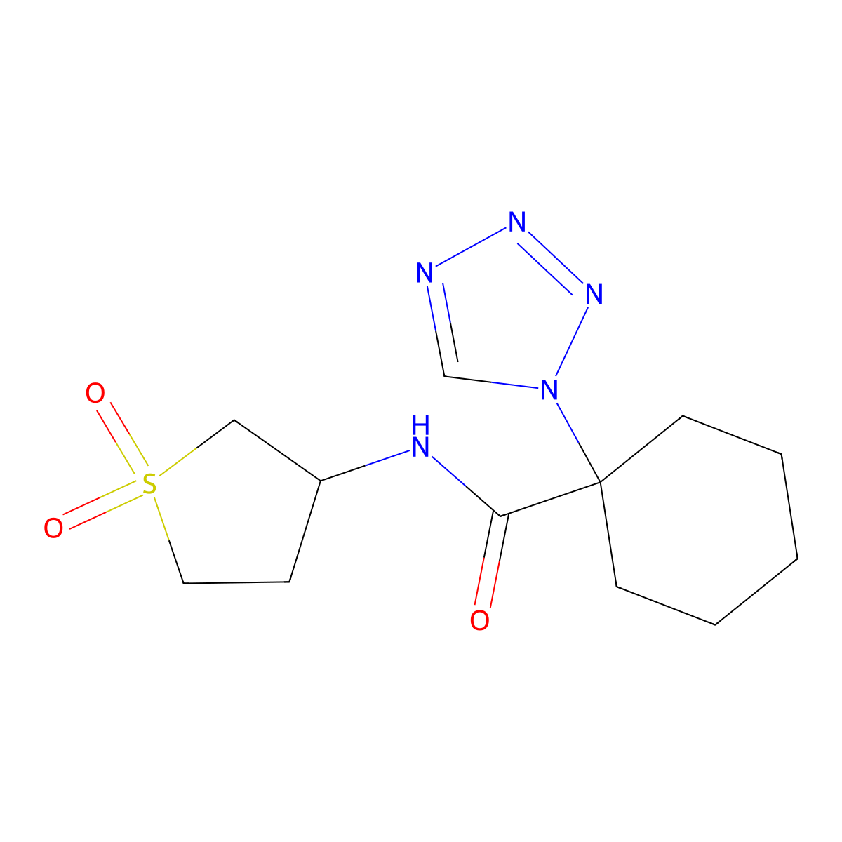 N-(1,1-dioxidotetrahydrothiophen-3-yl)-1-(1H-tetrazol-1-yl)cyclohexanecarboxamide molecular structure, CAS 1630818-53-9