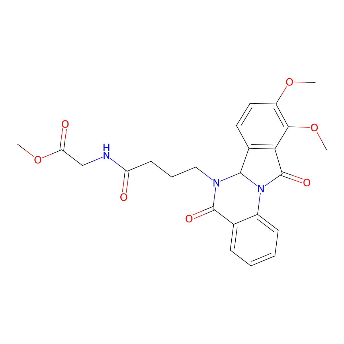 methyl N-[4-(9,10-dimethoxy-5,11-dioxo-6a,11-dihydroisoindolo[2,1-a]quinazolin-6(5H)-yl)butanoyl]glycinate molecular structure, CAS 1630823-21-0